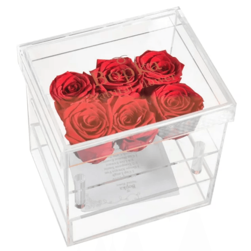 Acrylic Preserved Rose Box – Timeless Floral for Loved Ones - Flower Teddy Bear