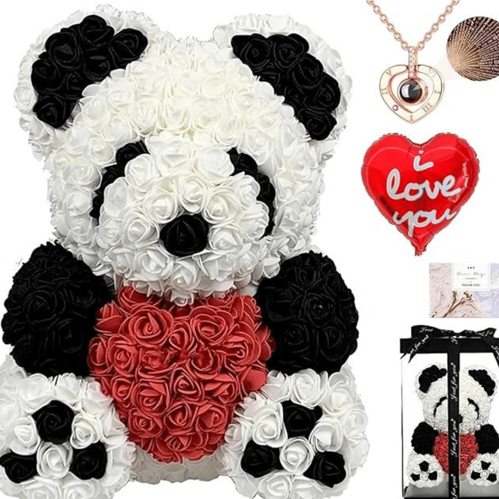 Rose Teddy Bear -  Decorative Gift Box And LED Lights-Flower Teddy Bear