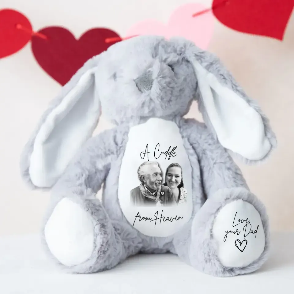 Personalized Photo Bunny Toy with Meaningful Printed Message
