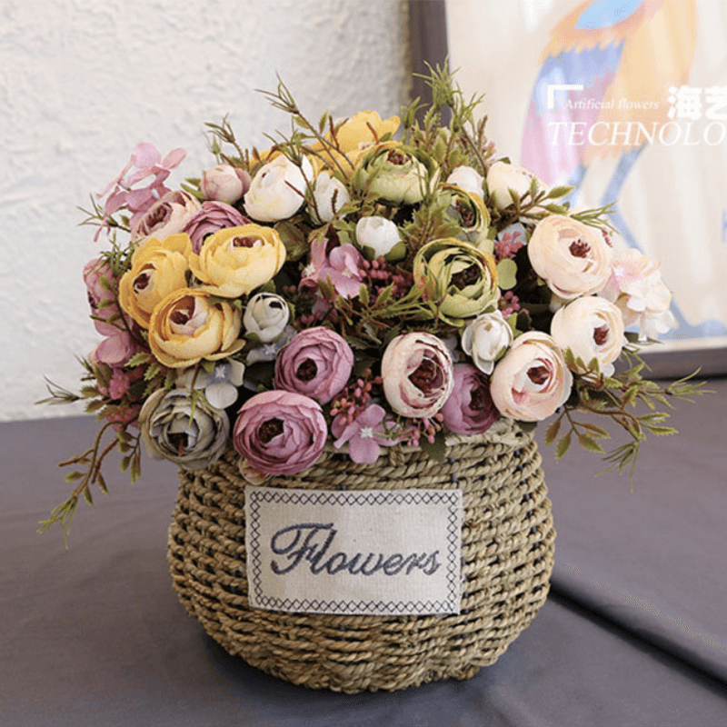 Artificial Rose Bouquet – Elegant Floral Decor for Any Space-Flower Teddy Bear