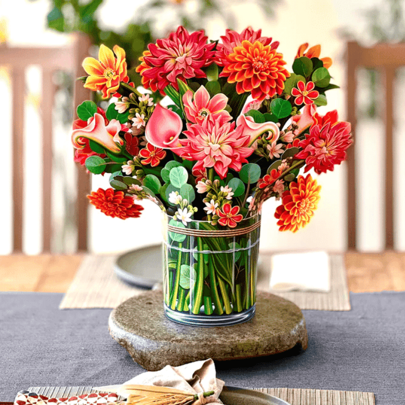 Pop-Up Flower Bouquet Greeting Card - Bring Endless Blossoms-Flower Teddy Bear