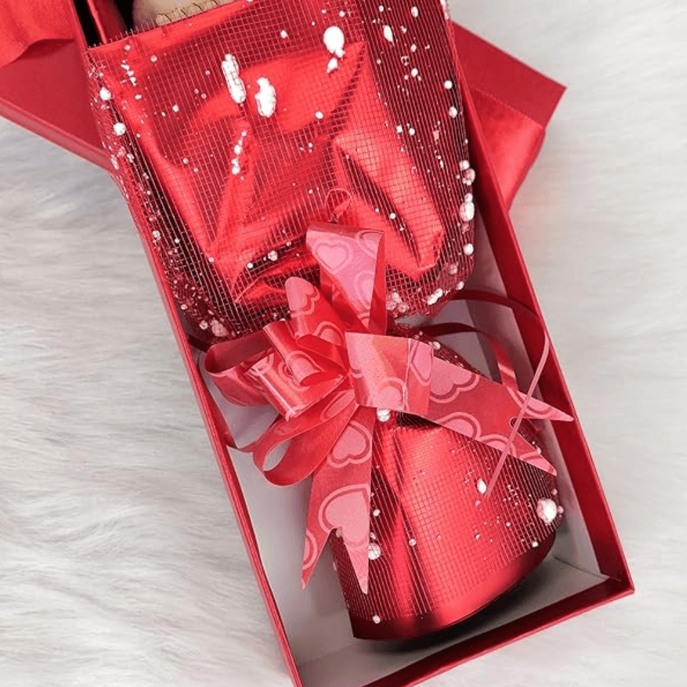 Soap Rose Bouquet - With Teddy Bear Wrapped In Gift Box-Flower Teddy Bear