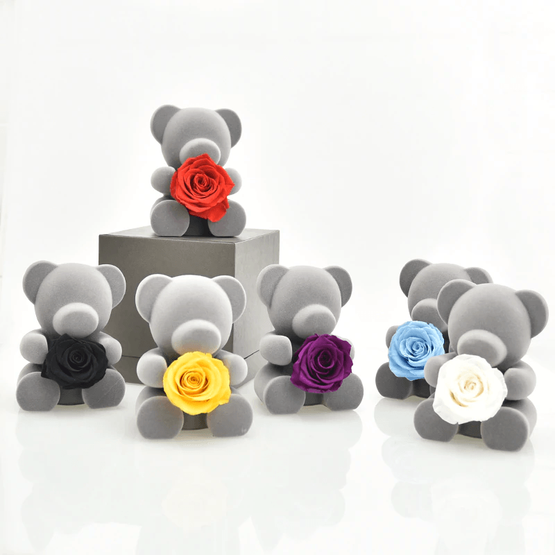 Mini Teddy Bear With Rose-Flower Teddy Bear