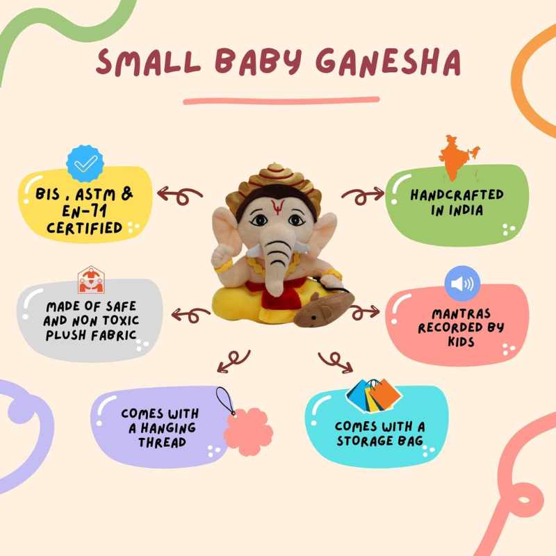 Mantra Chanting Musical Ganesha Toy-Flower Teddy Bear