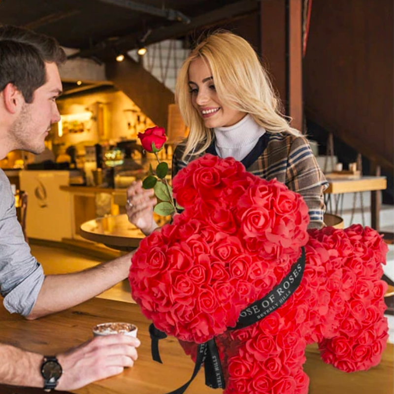 Rose Puppy With Box-Flower Teddy Bear