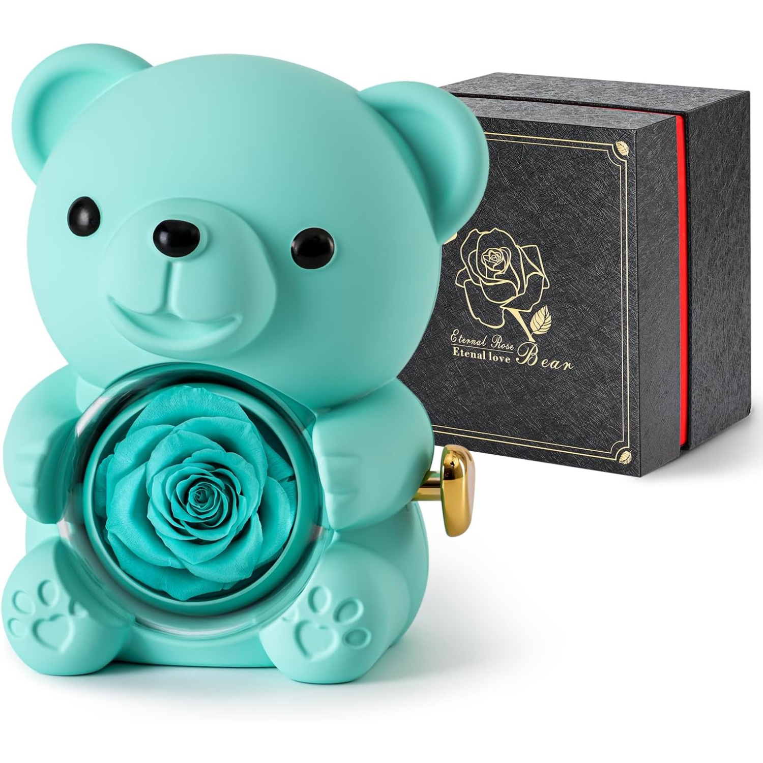 Gifting Teddy Bear With Preserved Roses-Flower Teddy Bear