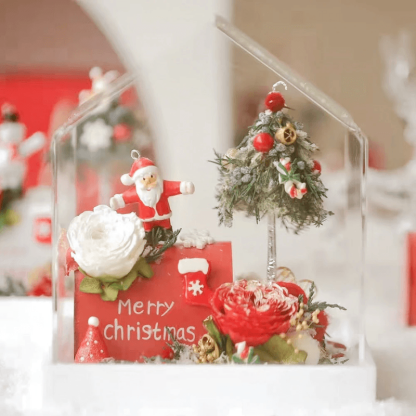 Christmas Decor Pieces – Festive Holiday Embellishments-Flower Teddy Bear