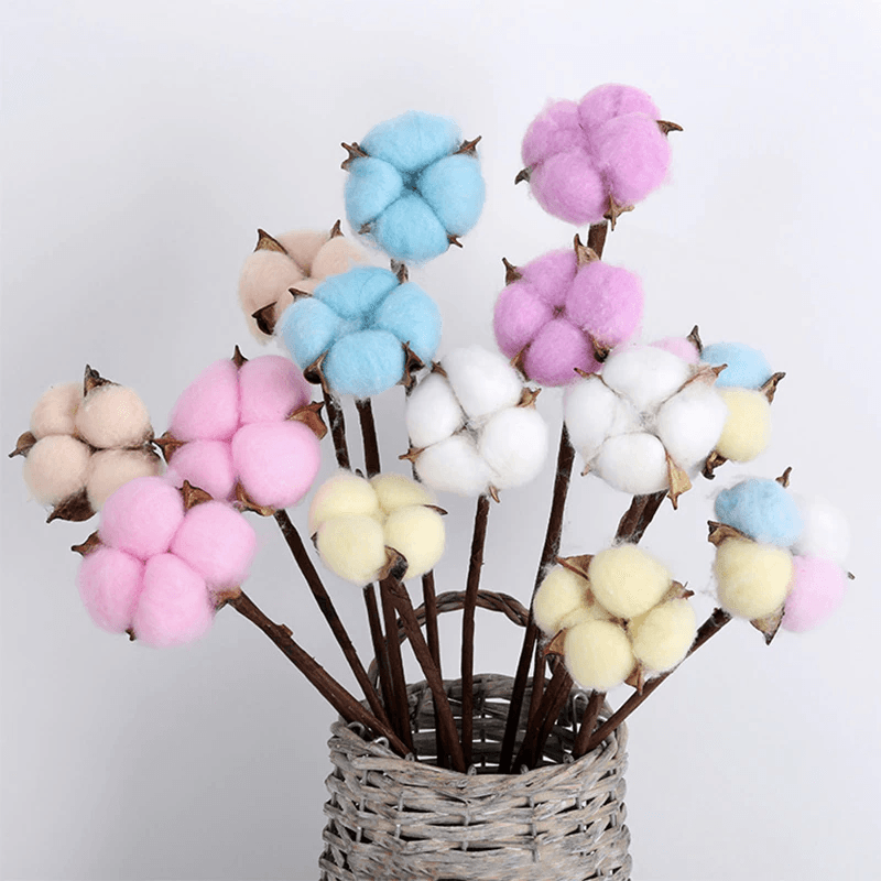 10 Piece Cotton Flower Decorative - Artificial Soft Touch - Flower Teddy Bear