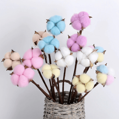 10 Piece Cotton Flower Decorative - Artificial Soft Touch - Flower Teddy Bear
