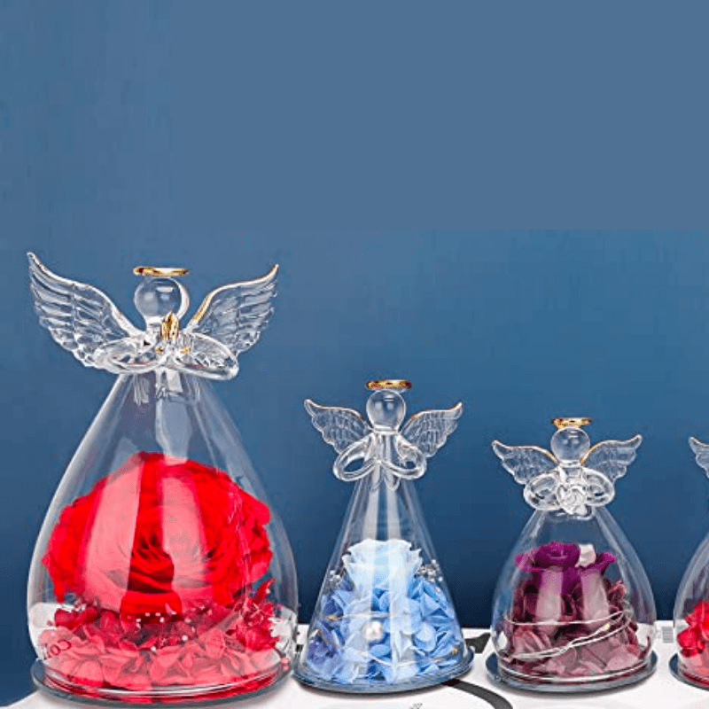 Preserved Rose Angel Dome – Elegant And Aesthetic Winter Gift-Flower Teddy Bear