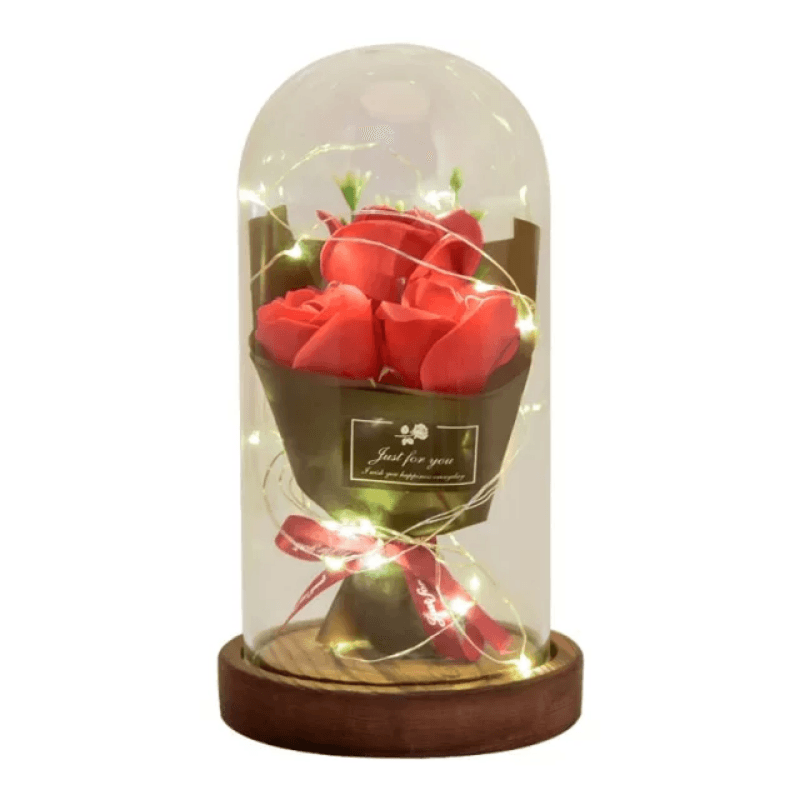 Rose Flower Bouquet Dome-Flower Teddy Bear