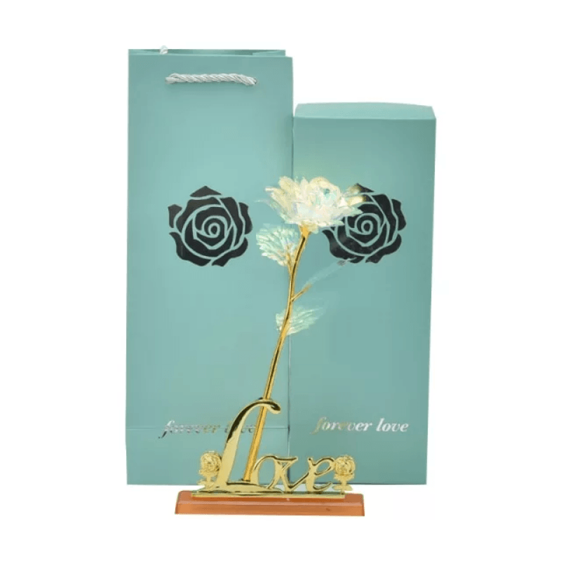 24k Gold Foil Plated Rose – A Timeless Gift of Elegance-Flower Teddy Bear