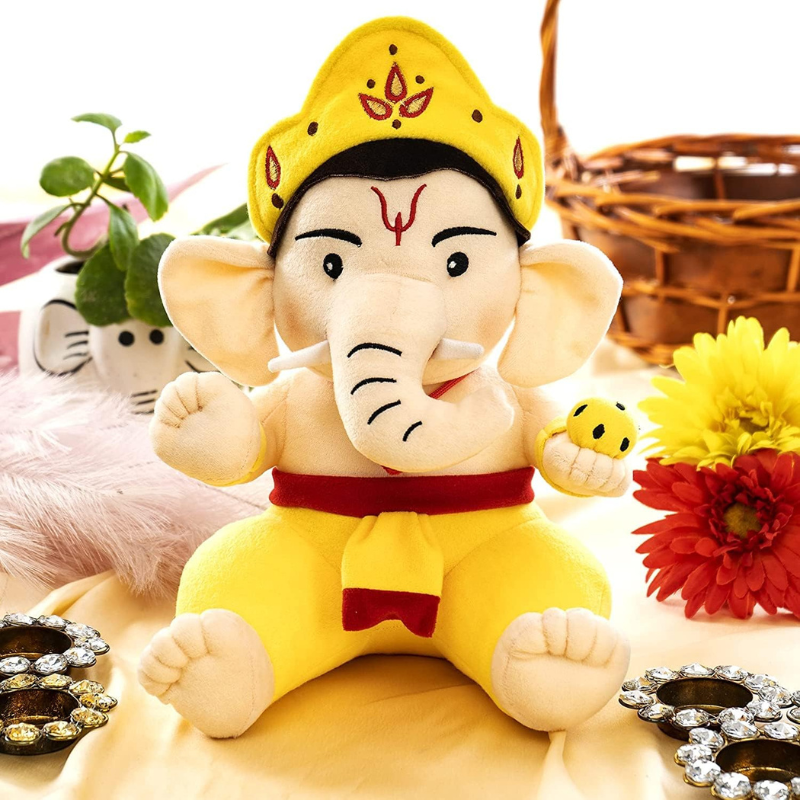 Mantra Chanting Baby Ganesha Toy-Flower Teddy Bear