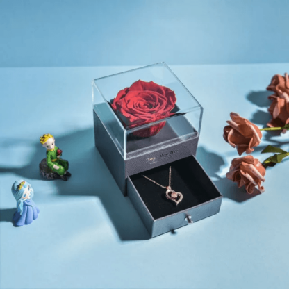 Acrylic Single Rose Jewelry Box – Timeless Gift for Loved Ones - Flower Teddy Bear