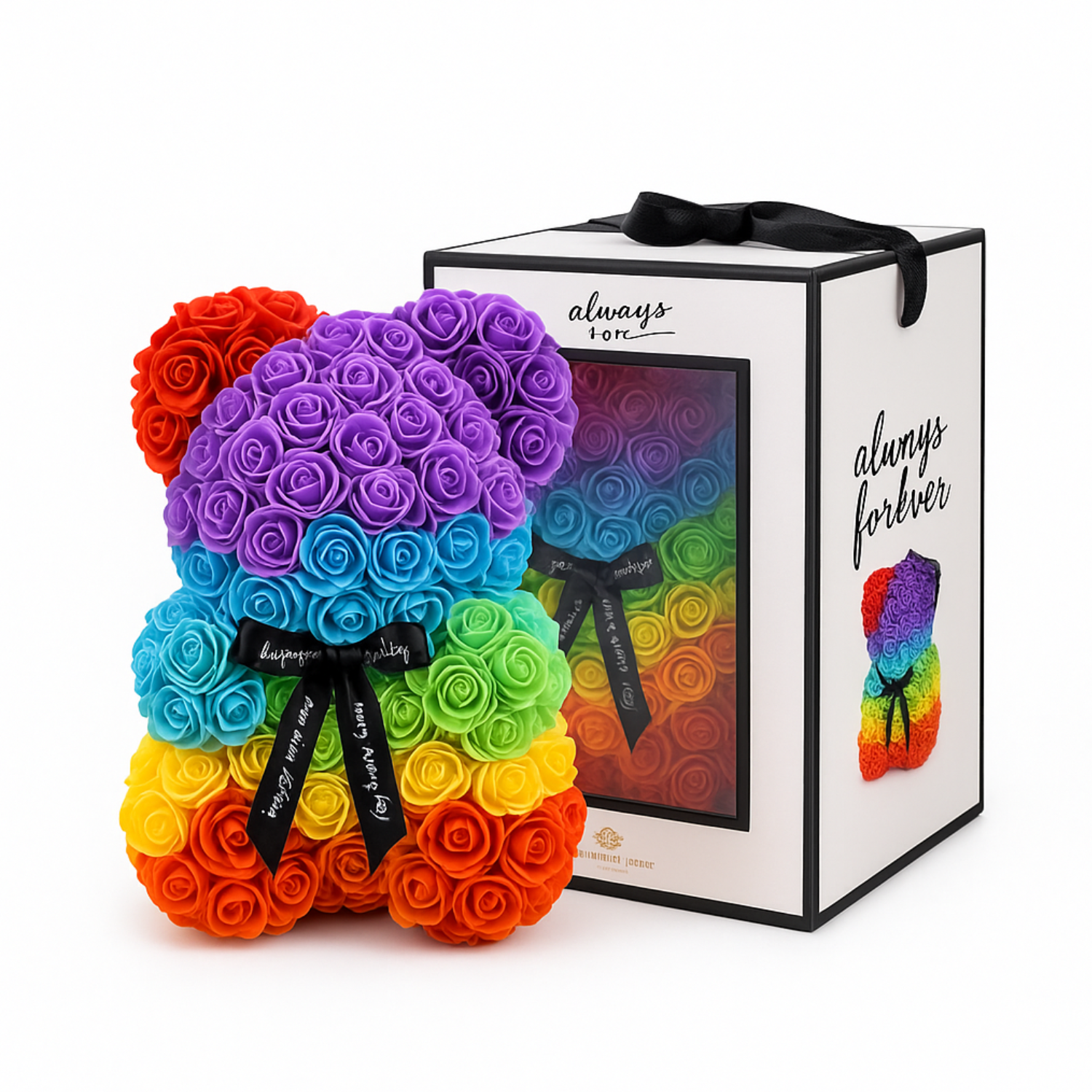 Rainbow Rose Teddy Bear-Flower Teddy Bear