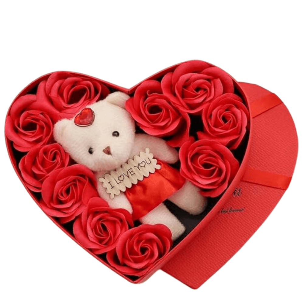Teddy Bear With Handmade Soap Roses-Flower Teddy Bear