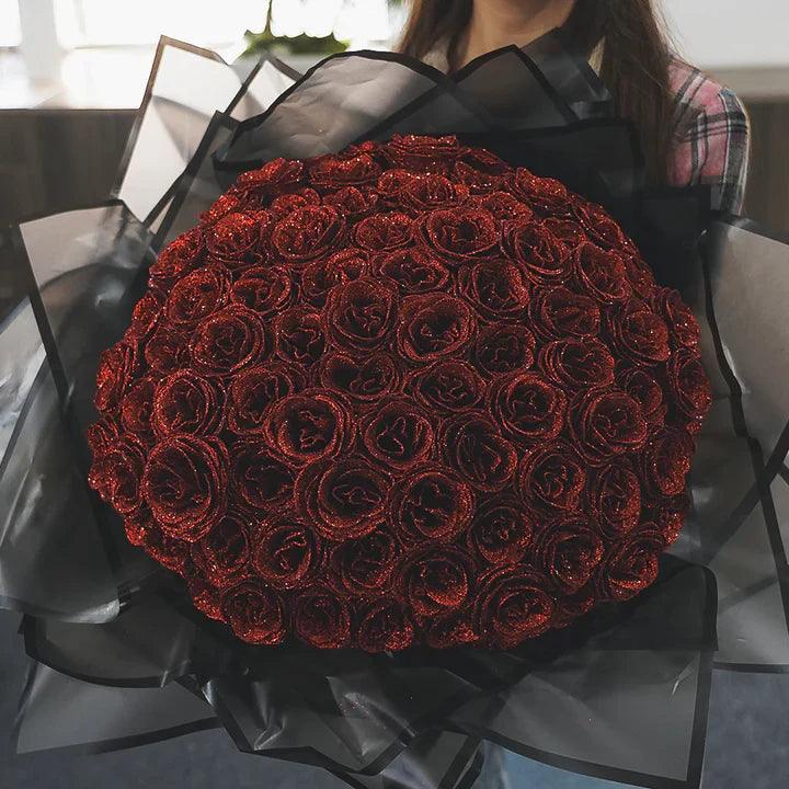 Glittering Rose Bouquet For Gift-Flower Teddy Bear