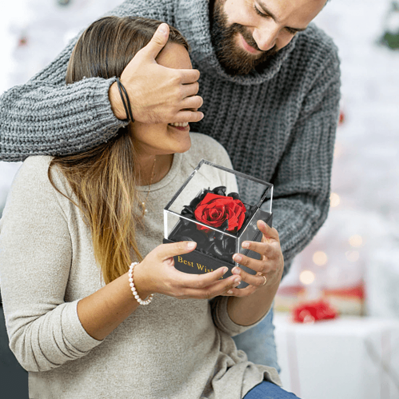 Preserved Rose Jewelry Box-Flower Teddy Bear