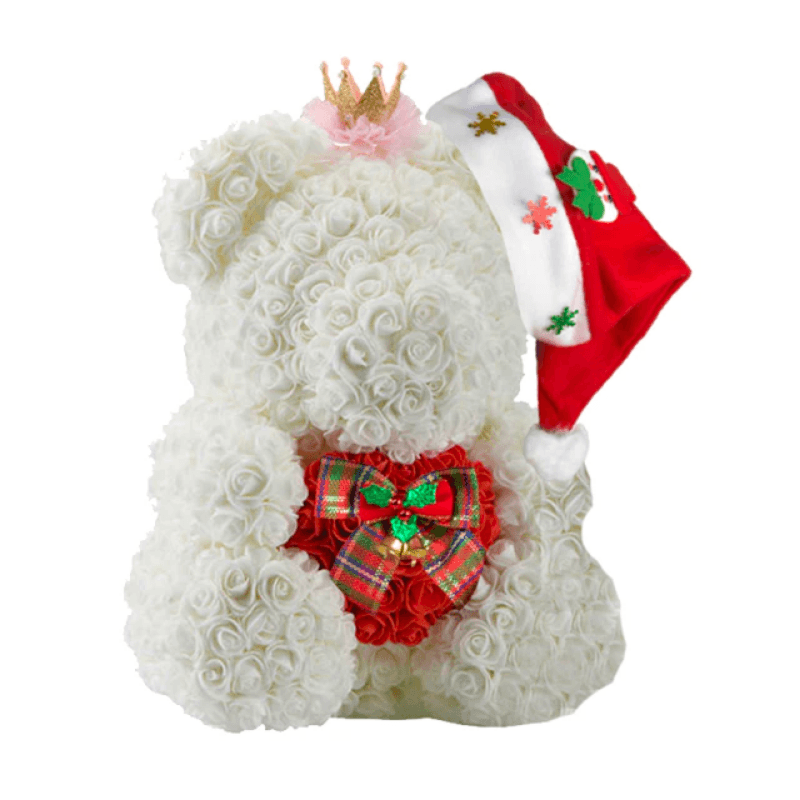 Christmas Bow Rose Bear – A Festive and Elegant Gift-Flower Teddy Bear