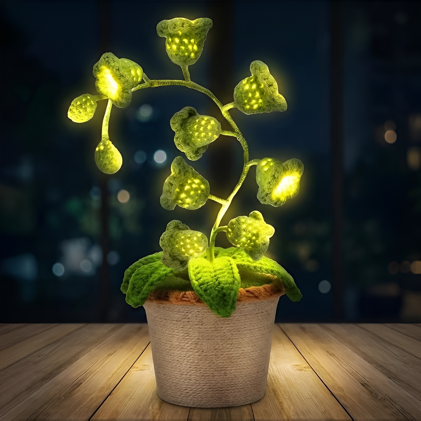 Handmade Crochet Artificial Flower Lamp