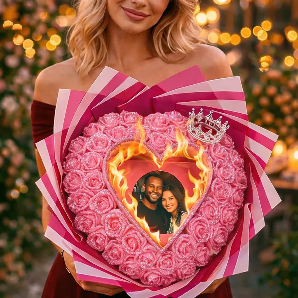 Personalized Everlasting Glitter Rose Bouquet For Gift