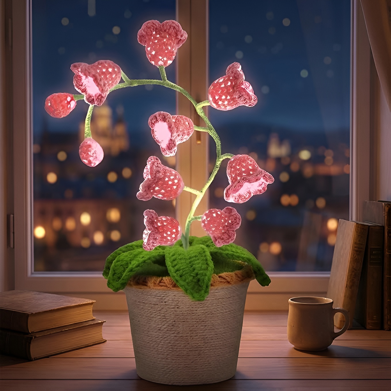 Handmade Crochet Artificial Flower Lamp