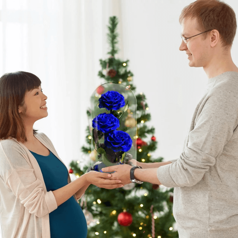 Three Headed Rose Dome-Flower Teddy Bear