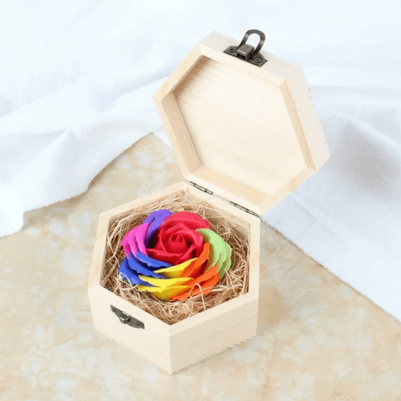 Wood Eternal Rose Box – A Timeless Symbol of Love and Elegance-Flower Teddy Bear