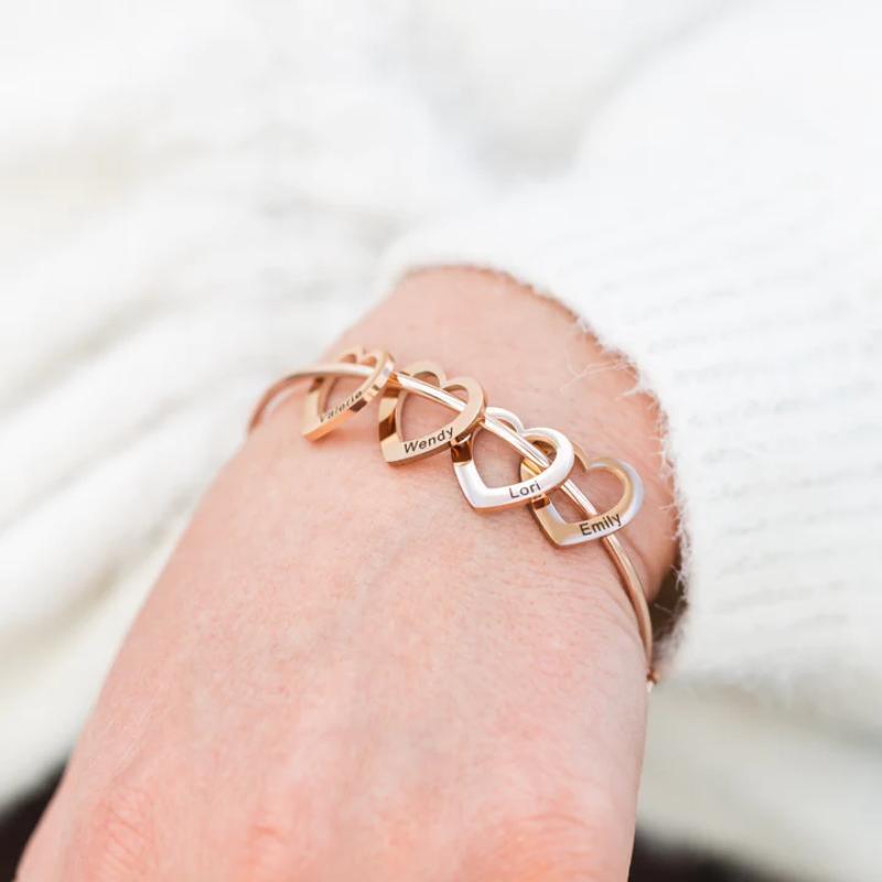 Personalized Bangle Bracelet - Design Charms-Flower Teddy Bear