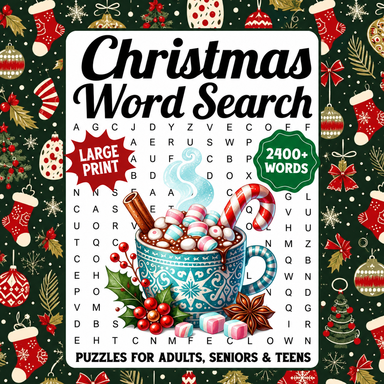Christmas Large Print Word Search Puzzle Book For Adults