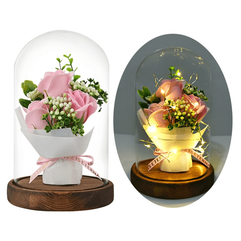 Mini Rose Flower Bouquet Dome-Flower Teddy Bear