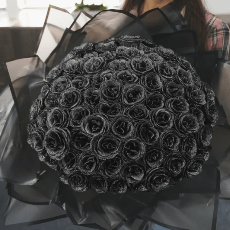 Crafted Glitter Rose Bouquet - Elegant Floral Decor-Flower Teddy Bear