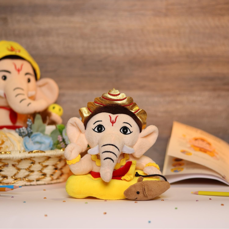 Mantra Chanting Musical Ganesha Toy-Flower Teddy Bear
