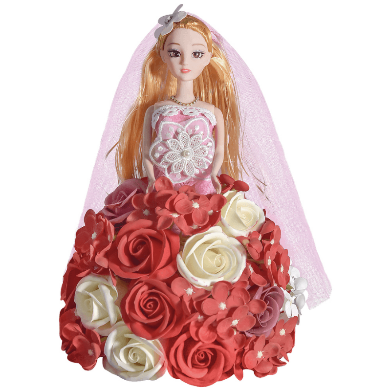 Princess Rose Display – Elegant Handmade Floral Gift-Flower Teddy Bear