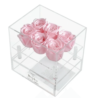 Acrylic Preserved Rose Box – Timeless Floral for Loved Ones - Flower Teddy Bear
