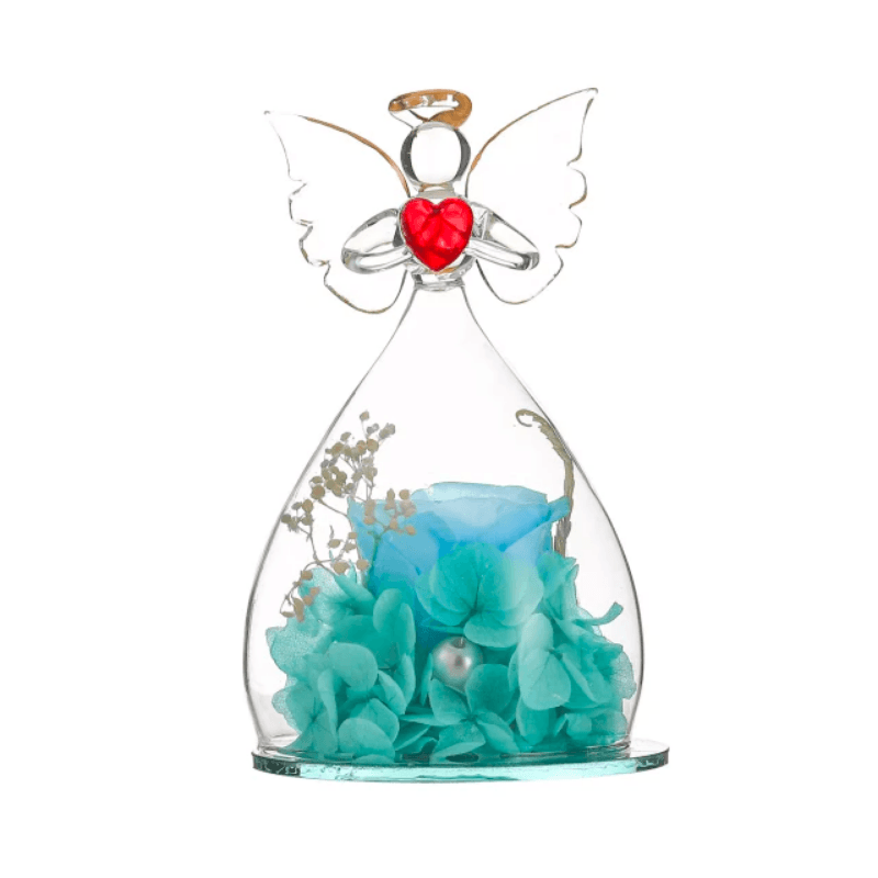 Preserved Rose Angel Dome – Elegant And Aesthetic Winter Gift-Flower Teddy Bear