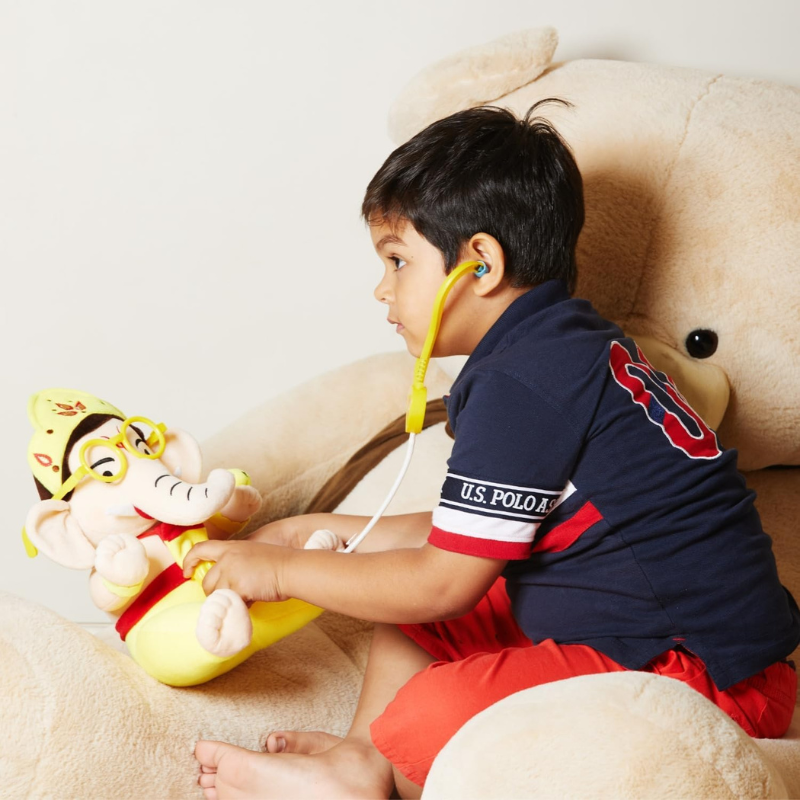 Mantra Chanting Baby Ganesha Toy-Flower Teddy Bear