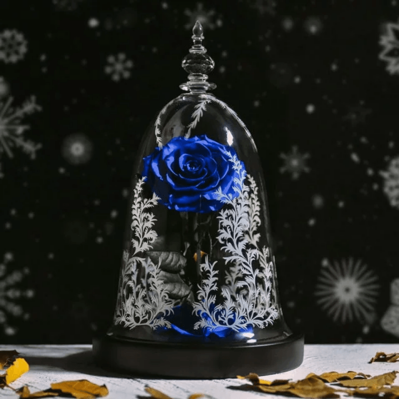 Preserved Rose Glass Dome – Elegant Eternal Floral Gift-Flower Teddy Bear