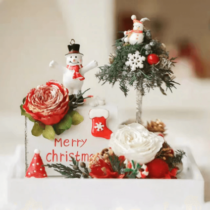 Christmas Decor Pieces – Festive Holiday Embellishments-Flower Teddy Bear