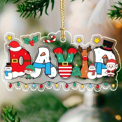 2D Flat Personalized Cartoon Name Christmas Ornaments
