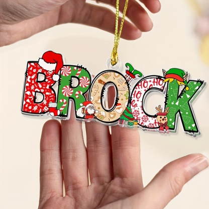 2D Flat Personalized Cartoon Name Christmas Ornaments