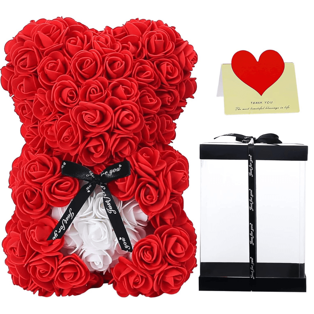 Artificial Floral Bear – Foam Roses For Elegant Home Decor-Flower Teddy Bear