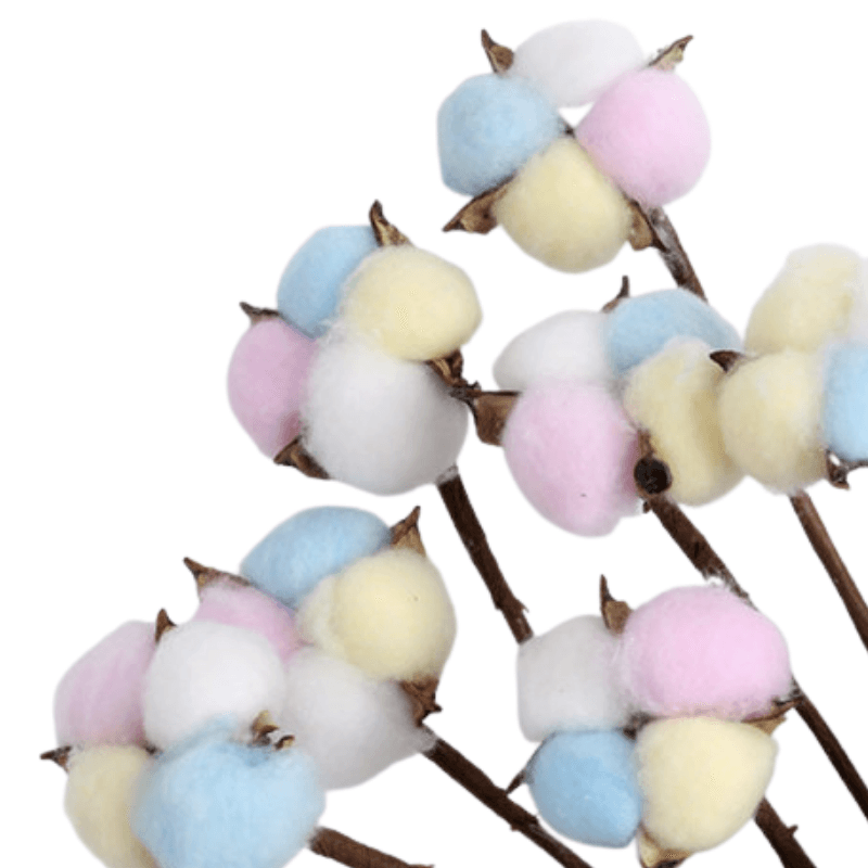 10 Piece Cotton Flower Decorative - Artificial Soft Touch - Flower Teddy Bear