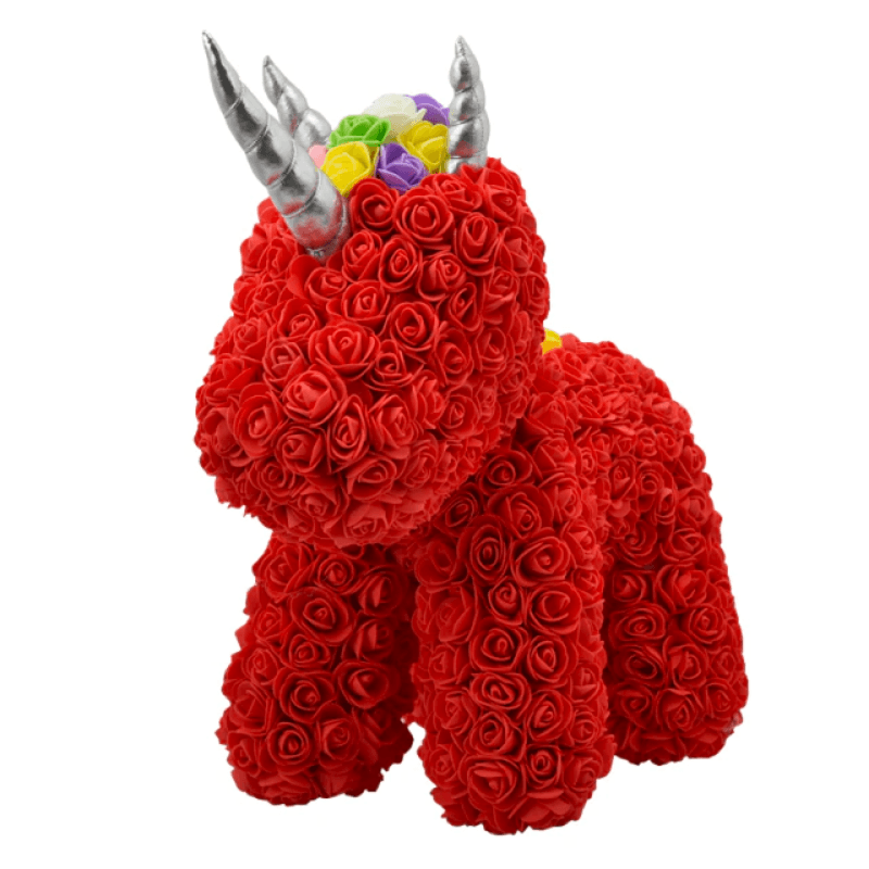 Rose Unicorn Faux Gift-Flower Teddy Bear