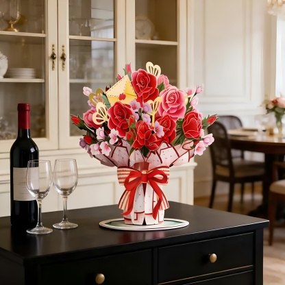 Personalized 3D Pop Up Flower Card With Everlasting Bloom Design And Message Space