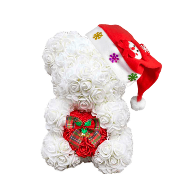 Christmas Bow Rose Bear – A Festive and Elegant Gift-Flower Teddy Bear