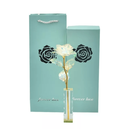 24k Gold Foil Plated Rose – A Timeless Gift of Elegance - Flower Teddy Bear