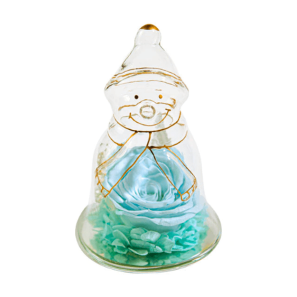 Preserved Rose Snowman Dome – Winter-Themed Floral Gift-Flower Teddy Bear