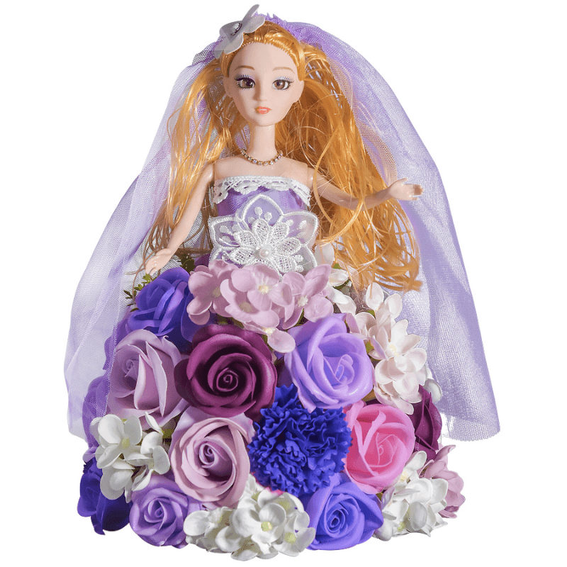 Princess Rose Display – Elegant Handmade Floral Gift-Flower Teddy Bear