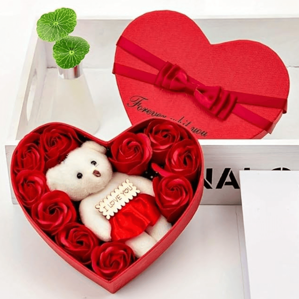 Teddy Bear With Handmade Soap Roses-Flower Teddy Bear